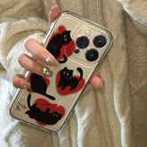 Black Cat Heart Phone Case for iPhone